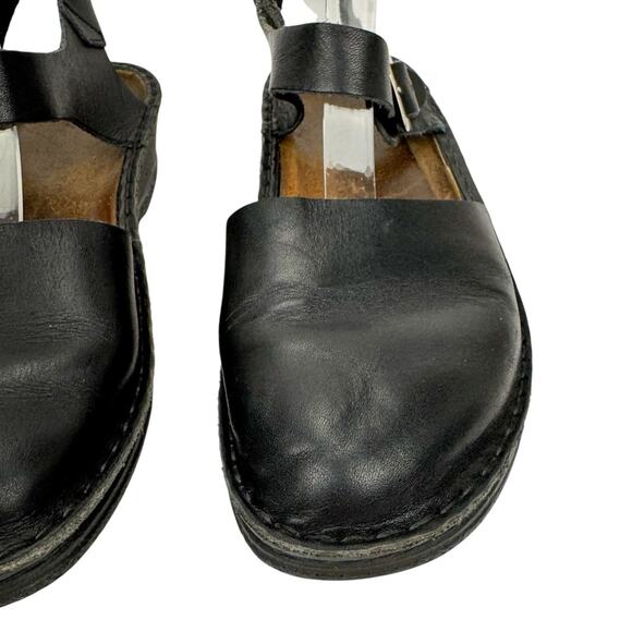 Naot Black Leather Closed Toe Slingback Wedge Sandal Sz 39/ 8-8.5 Comfort Soft - Picture 13 of 13